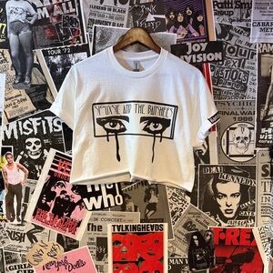 White Graphic Crop Top